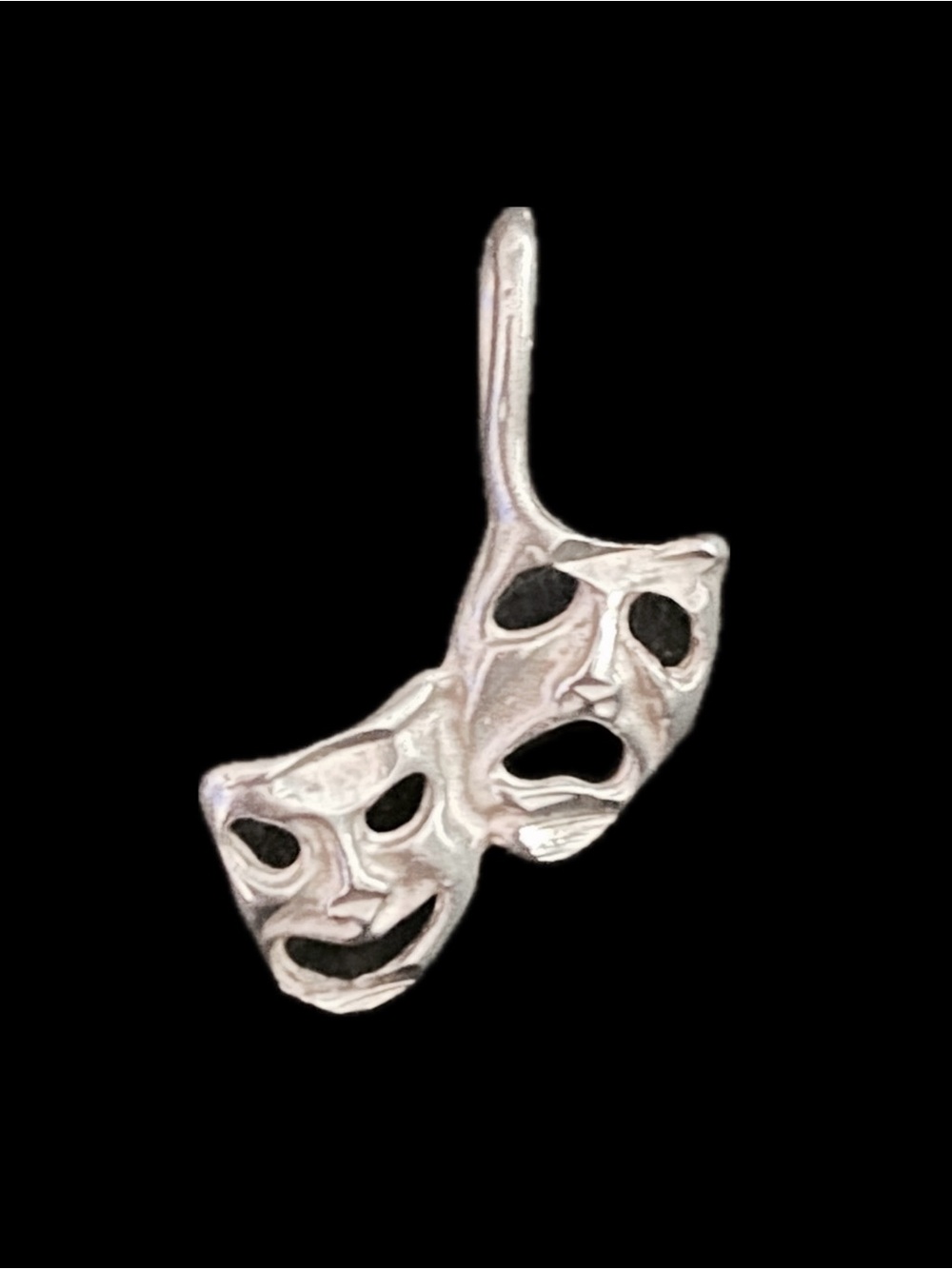 Vintage Sterling Silver Comedy Tragedy Theater Mask Pendant Charm 925 Stemmed